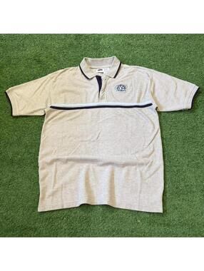 Vintage Carolina Tar Heels Polo Shirt Mens Size Large Gray Blue Stripe 1/4 Zip